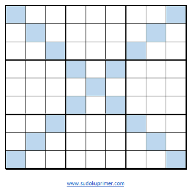 Blank diagonal sudoku grid in Excel format